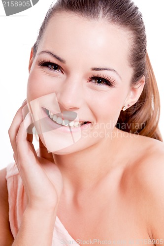 Image of natural beautiful woman face closeup portrait