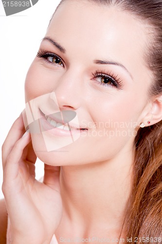 Image of natural beautiful woman face closeup portrait