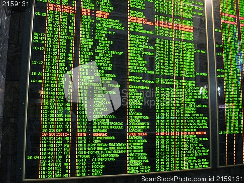 Image of schedule of trains