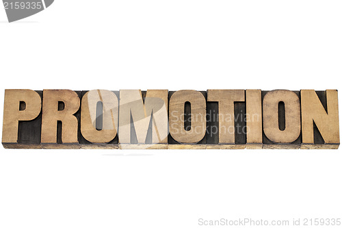 Image of promotion word in wood type