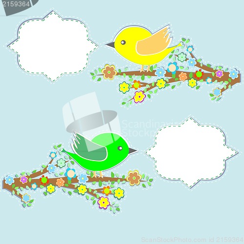 Image of Bird with speech bubble. Vintage valentine concept