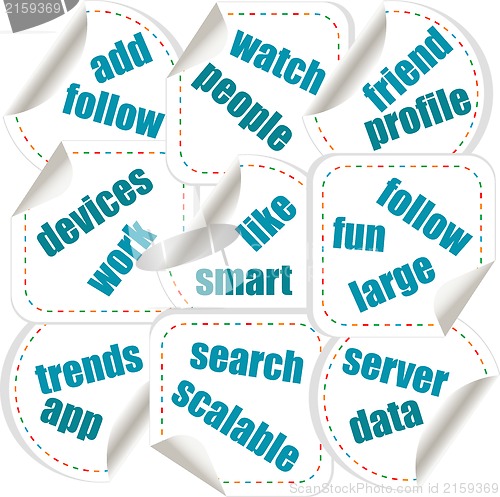 Image of Social media concept in word tag stickers