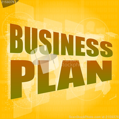 Image of business plan on digital touch screen interface