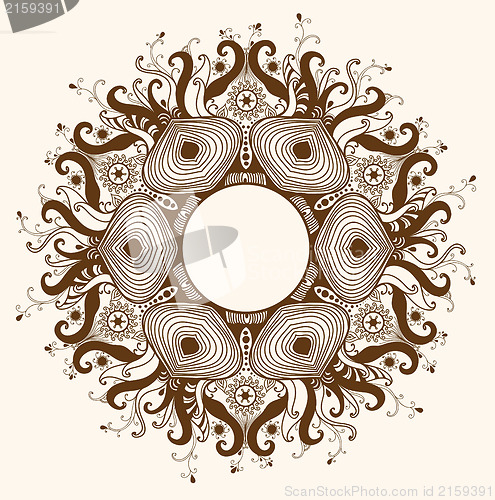 Image of Ornamental round lace pattern.Delicate circle.