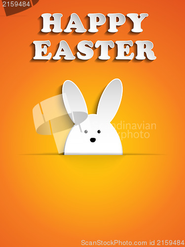 Image of Happy Easter Rabbit Bunny on Orange Background