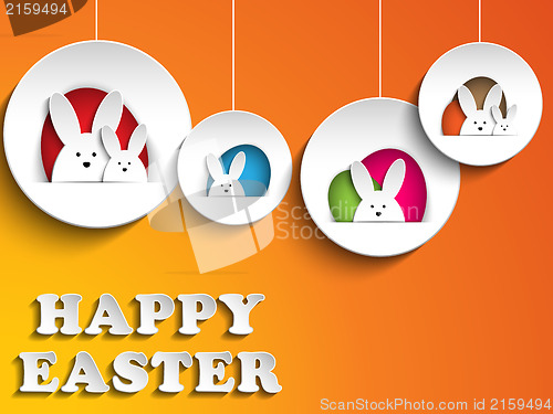 Image of Happy Easter Rabbit Bunny on Orange Background