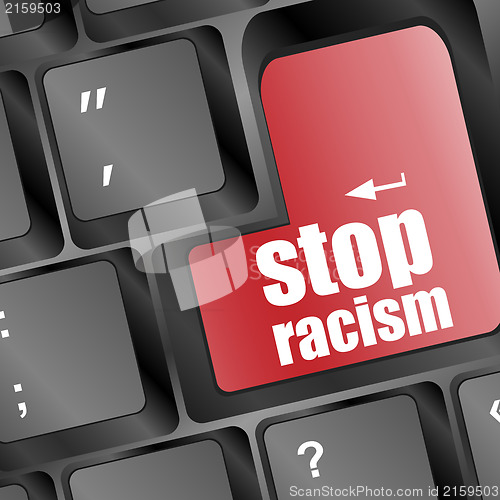 Image of stop racism concept by keyboard keys