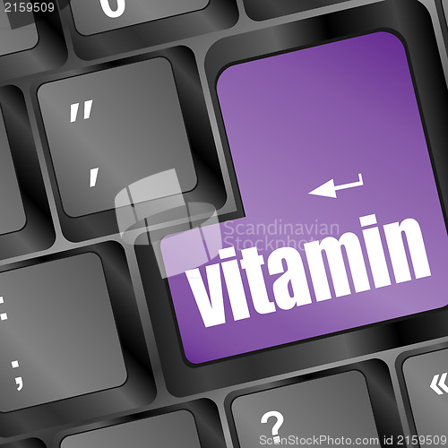 Image of vitamin word on computer keyboard pc