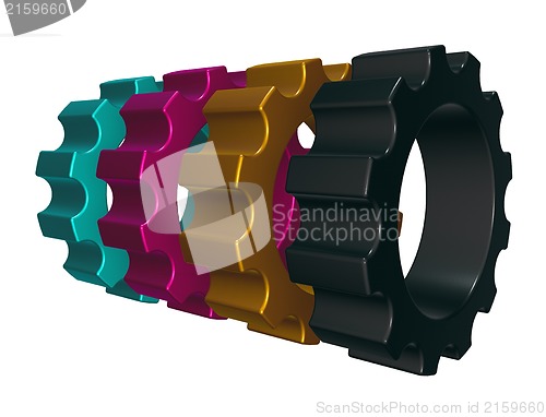 Image of cmyk gear wheels