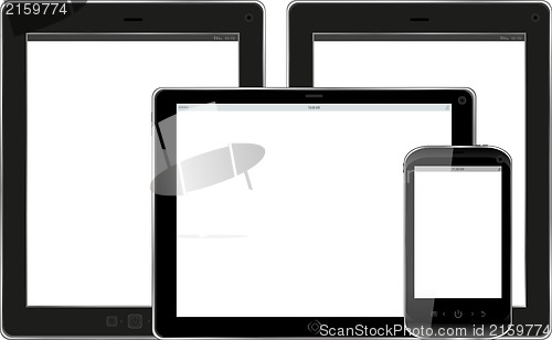 Image of Set of modern digital tablet PC with mobile smart phone