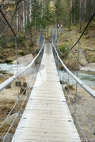 Image of Cable suspension Bridge over Belokurikha river.