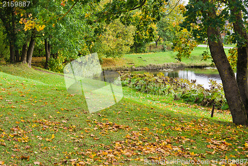 Image of Autumn landscape at a pond