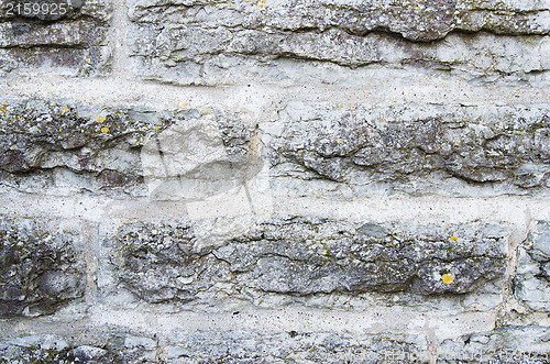 Image of Structure of an old stone wall, close up