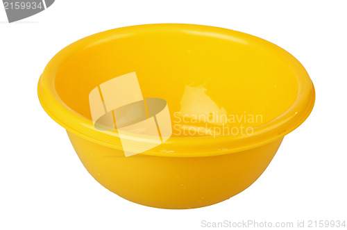 Image of yellow plastic bowl, isolated on white