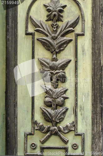Image of Fragment of a pattern on an old wooden door
