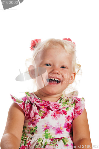 Image of Portrait of the little girl, it is isolated on white
