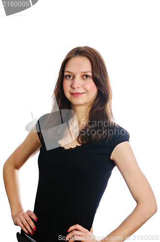 Image of Portrait of a beautiful young woman isolated on white 