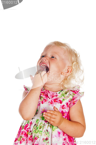 Image of Portrait of the little girl, it is isolated on white