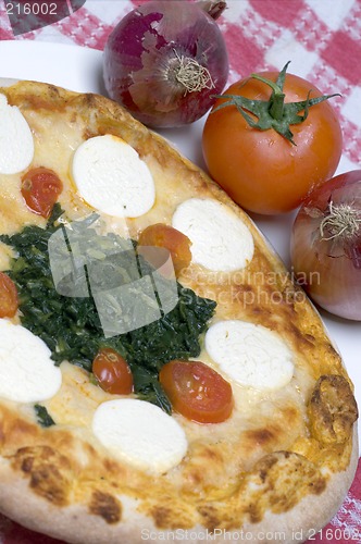 Image of pizza goat cheese and spinach