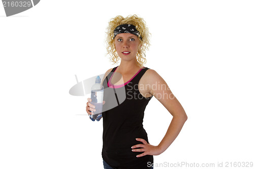 Image of Woman holding bottle of water
