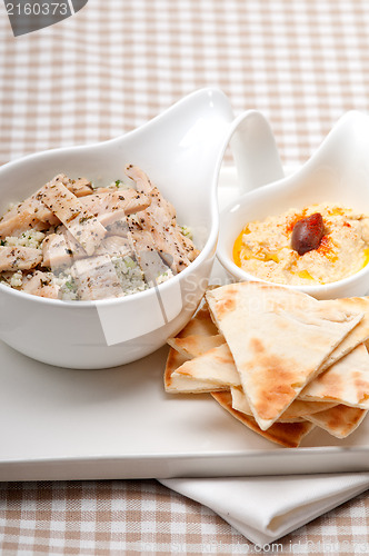 Image of chicken taboulii couscous with hummus