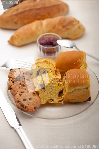 Image of bread butter and jam 