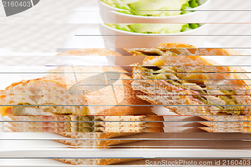 Image of Italian ciabatta panini sandwich chicken