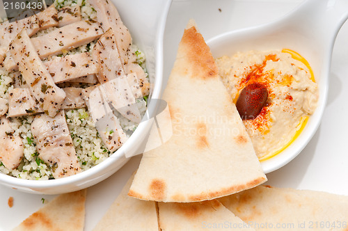 Image of chicken taboulii couscous with hummus