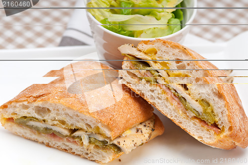 Image of Italian ciabatta panini sandwich chicken