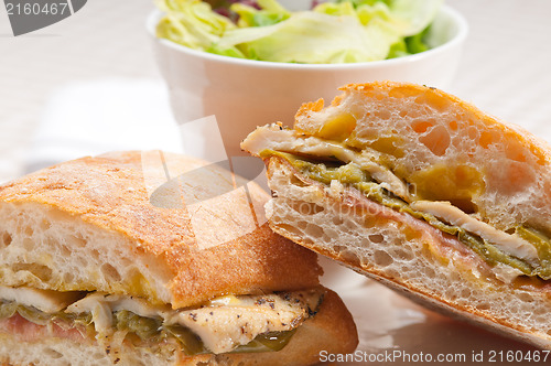 Image of Italian ciabatta panini sandwich chicken