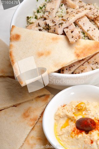 Image of chicken taboulii couscous with hummus