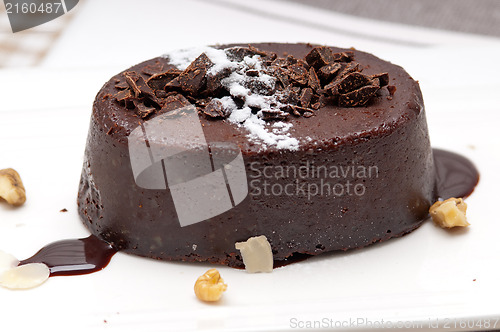 Image of fresh chocolate walnuts cake 