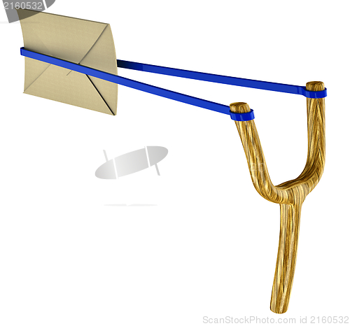 Image of letter and slingshot