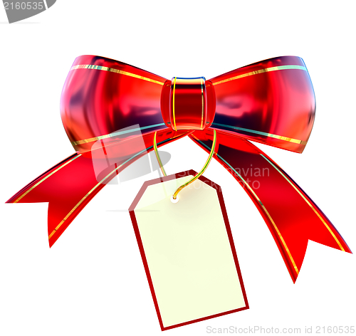 Image of red Christmas bow with label