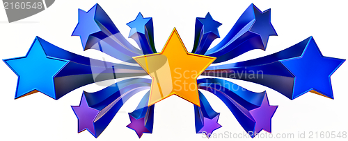 Image of set of eleven shiny gold and blue stars