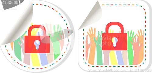 Image of lock and hands sign - business icon set