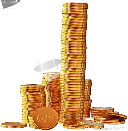 Image of Stacks of gold dollar coins