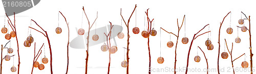 Image of Vintage lanterns on wooden poles on white background