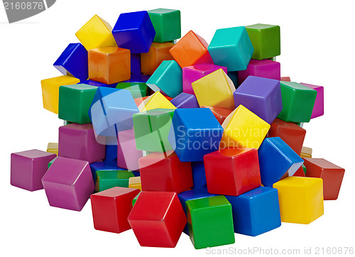 Image of Big pile of plastic blocks isolated on white