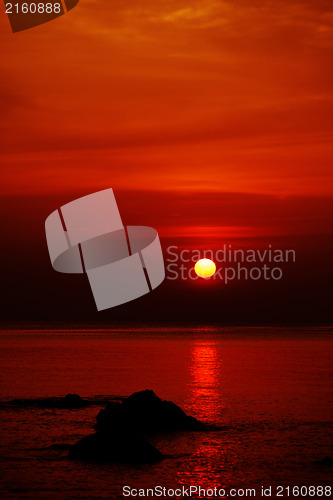 Image of Bright red colored sunset