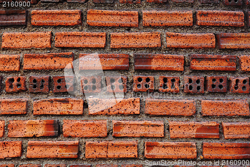 Image of Old red vintage grunge brick wall background