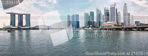 Image of Singapore skyline - modern skyscrapers from river