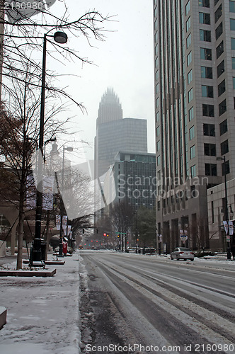 Image of Charlotte skyline in snow