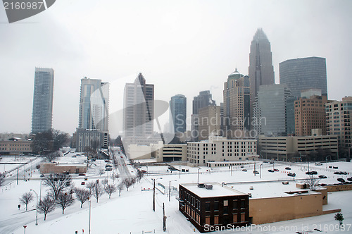 Image of Charlotte skyline in snow