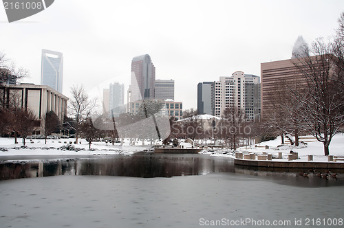 Image of Charlotte skyline in snow