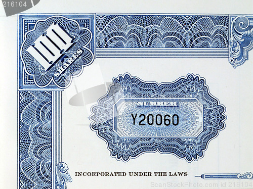 Image of Shares certificate with serial number