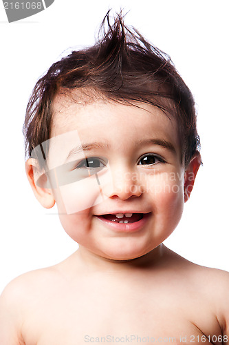 Image of Teething baby toddler with hairstyle
