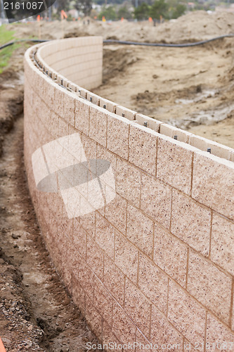 Image of New Outdoor Retaining Wall Being Built