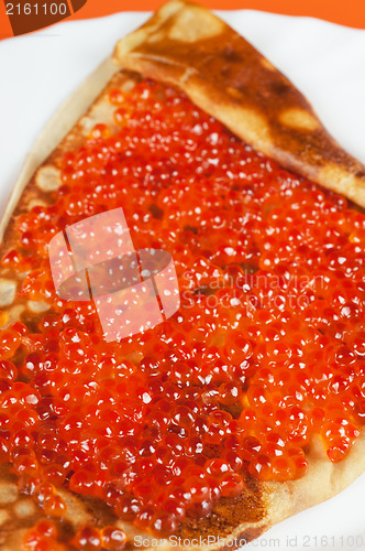 Image of Pancake with red caviar