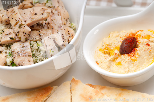 Image of chicken taboulii couscous with hummus